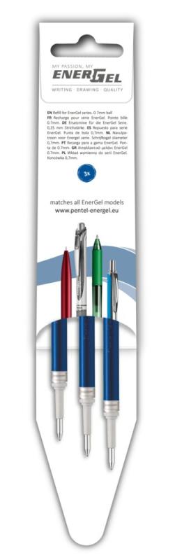 Pentel LR7 EnerGel Gel-Minen 3er Set 0,35mm - blau